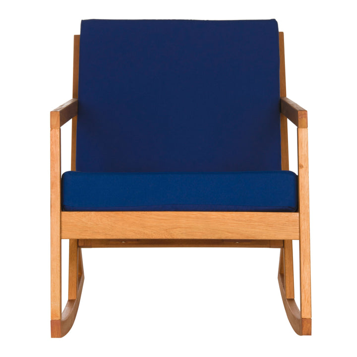 SAFAVIEH Outdoor Collection Vernon Rocking Chair Natural/Navy Image 3