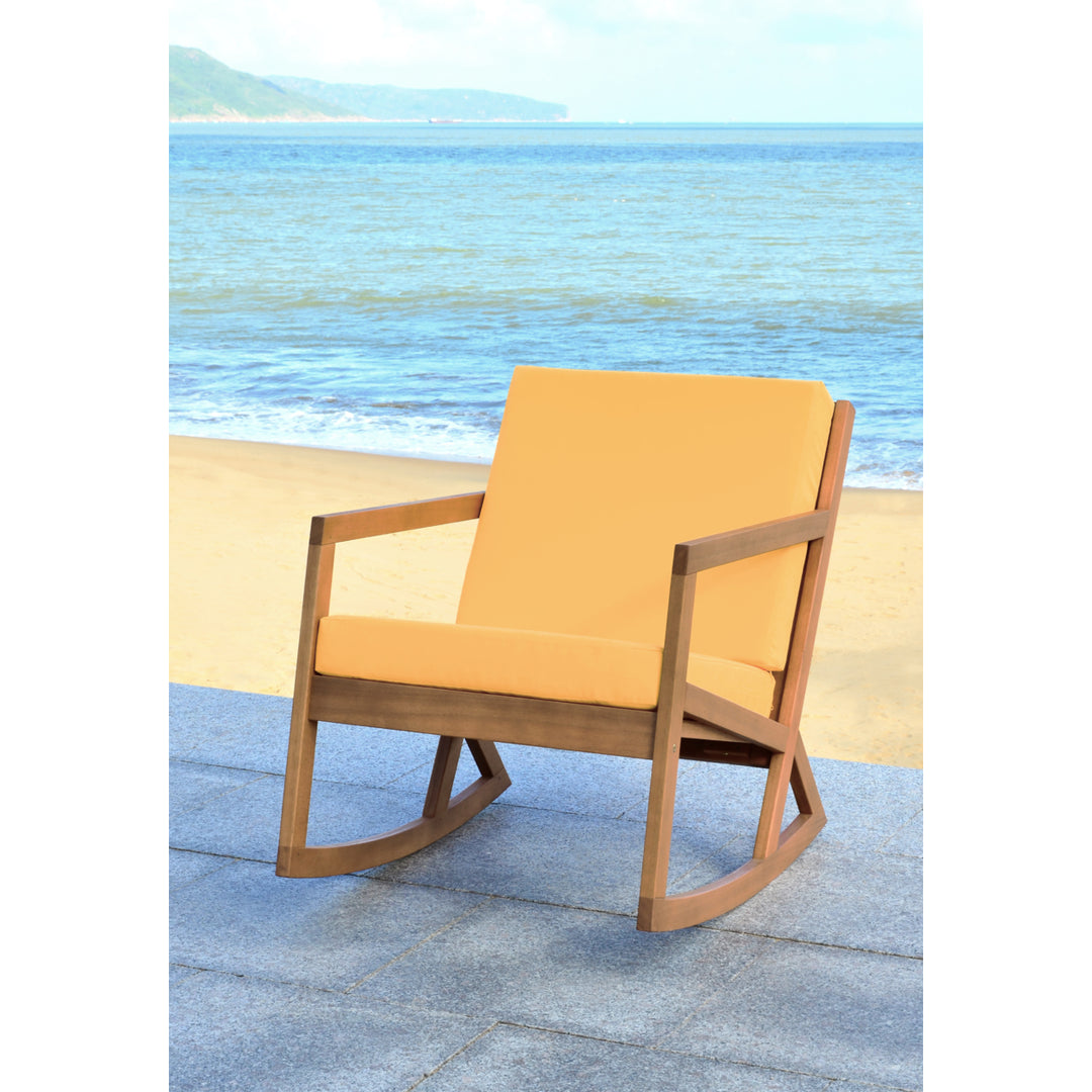 SAFAVIEH Outdoor Collection Vernon Rocking Chair Natural/Yellow Image 5