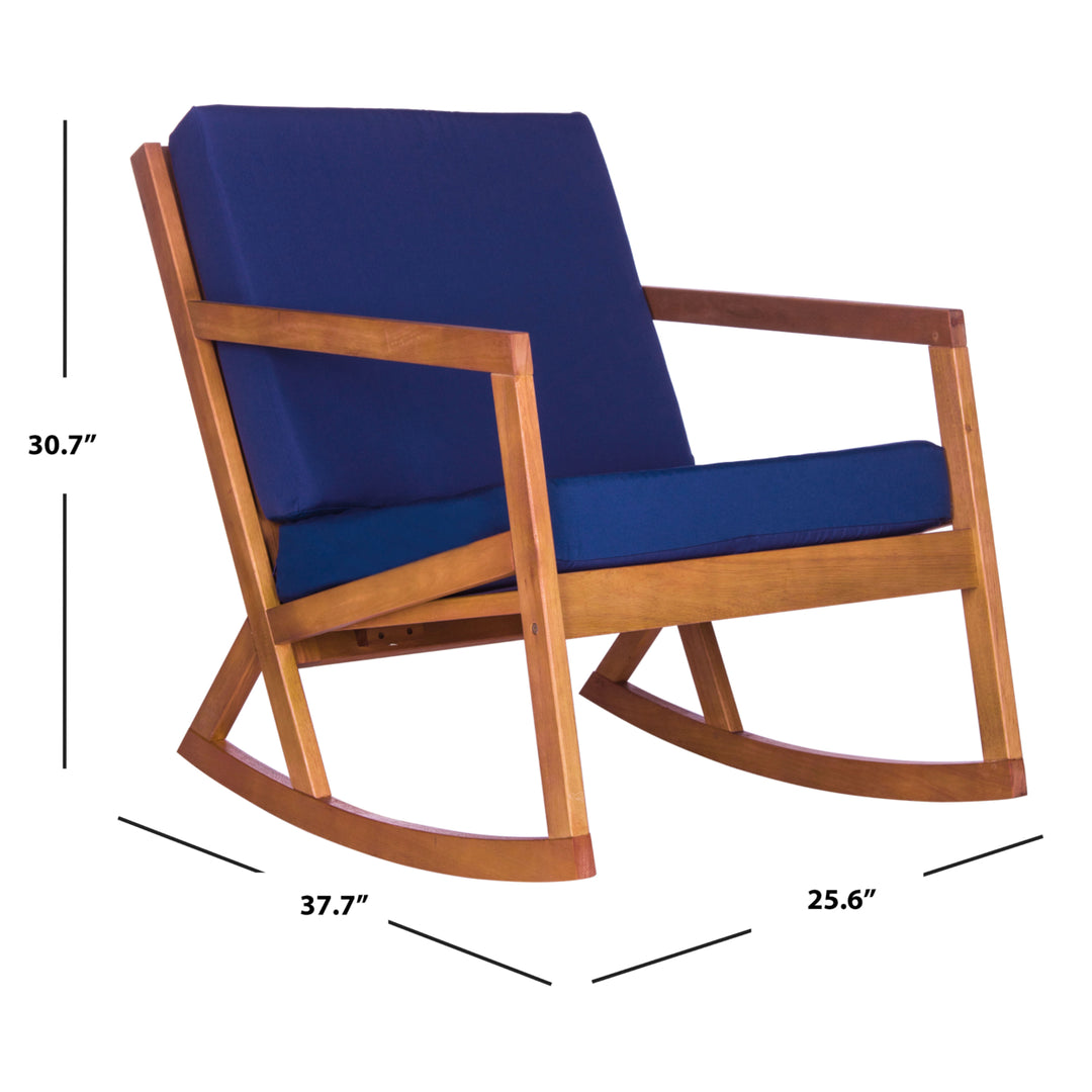 SAFAVIEH Outdoor Collection Vernon Rocking Chair Natural/Navy Image 5