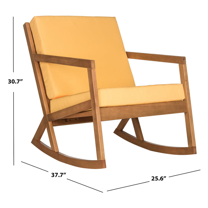 SAFAVIEH Outdoor Collection Vernon Rocking Chair Natural/Yellow Image 6