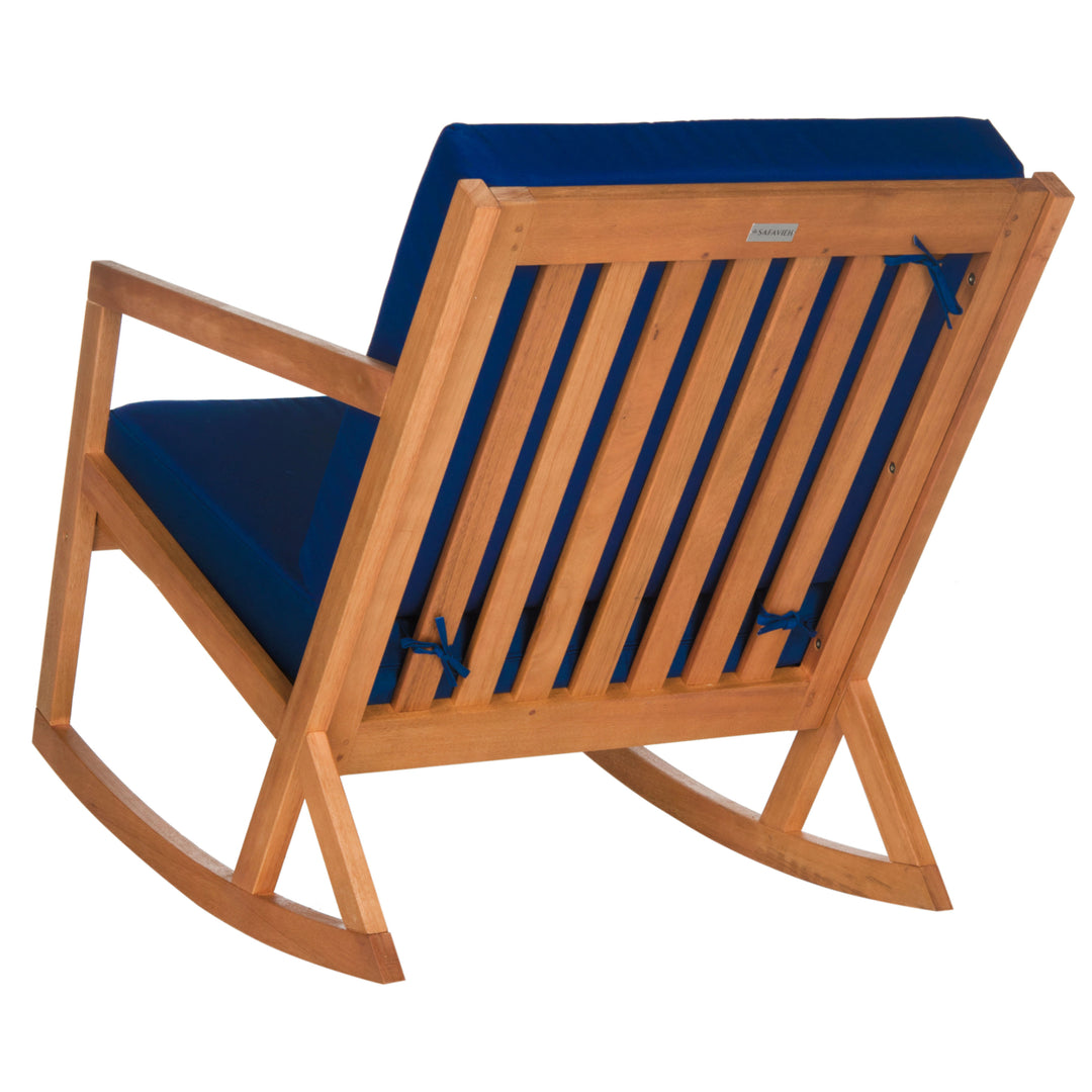 SAFAVIEH Outdoor Collection Vernon Rocking Chair Natural/Navy Image 8