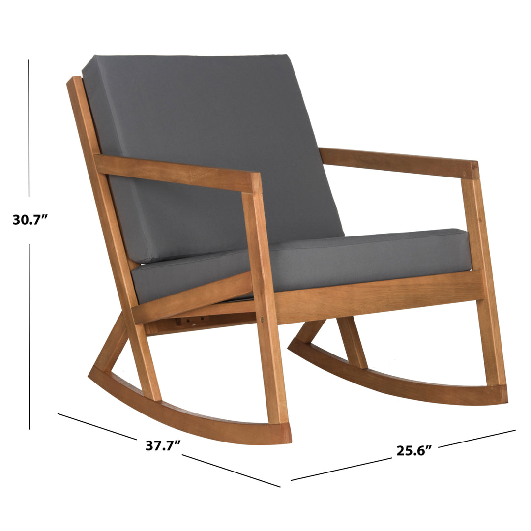 SAFAVIEH Outdoor Collection Vernon Rocking Chair Natural/Grey Image 6