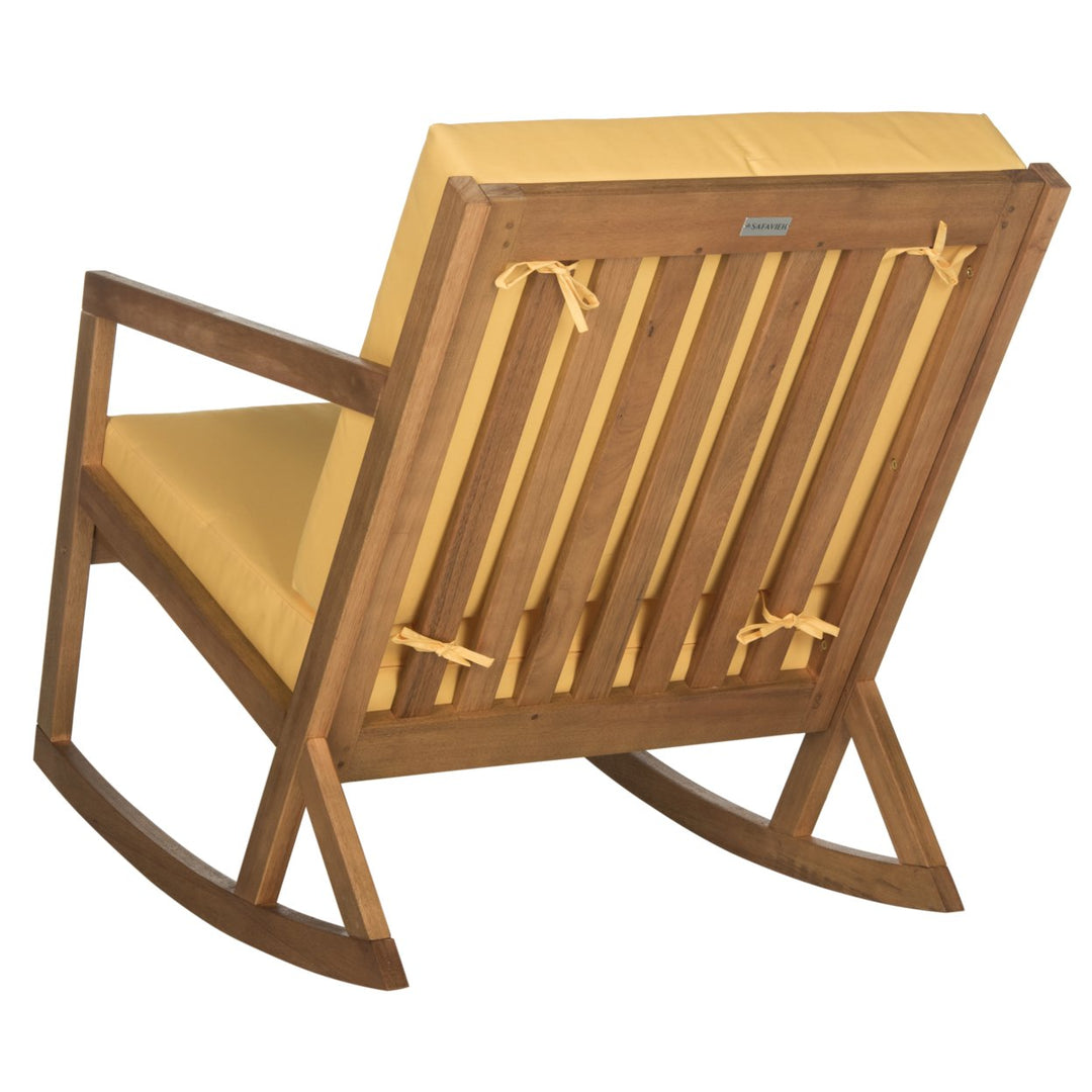 SAFAVIEH Outdoor Collection Vernon Rocking Chair Natural/Yellow Image 9