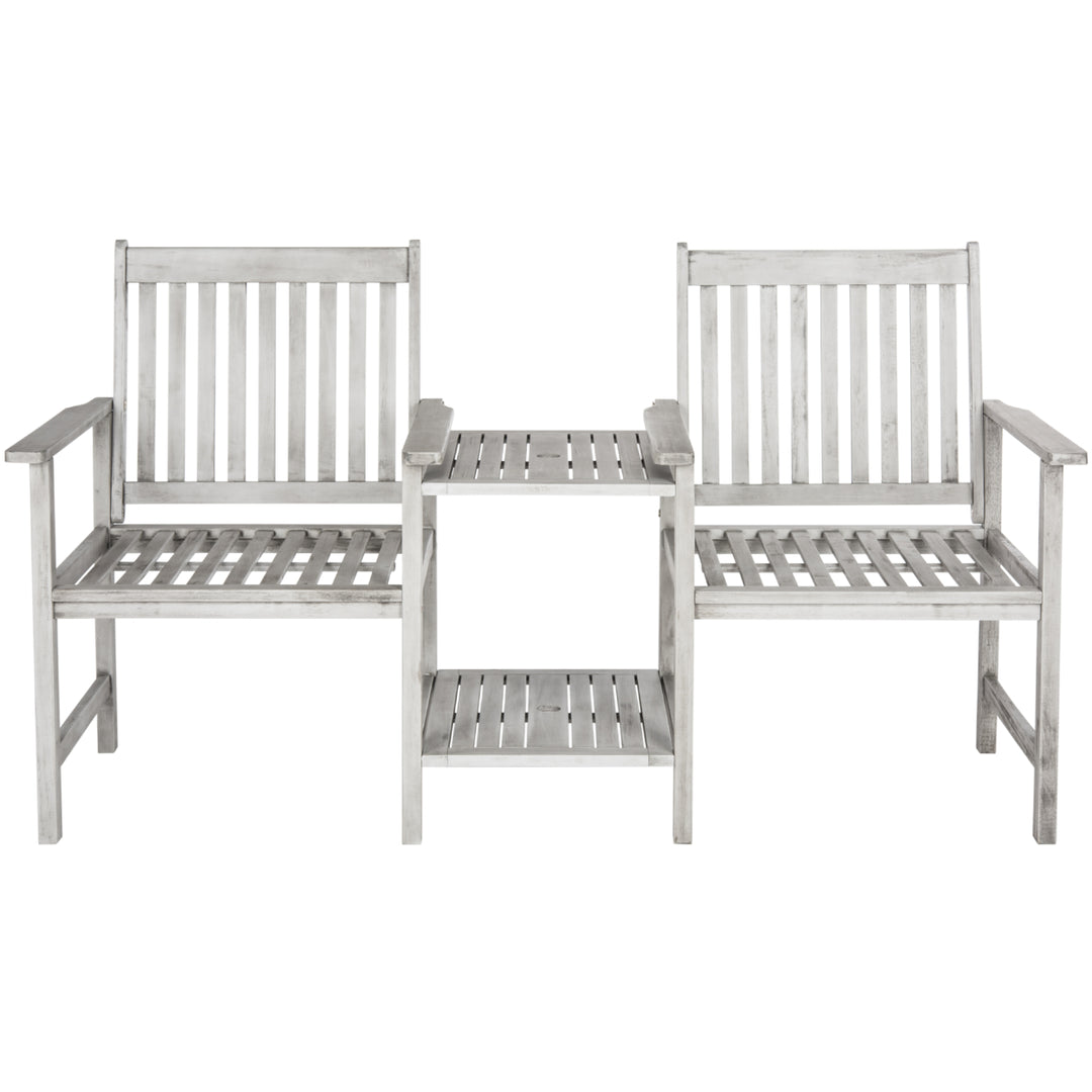 SAFAVIEH Outdoor Collection Brea Twin Seat Bench Grey Image 2