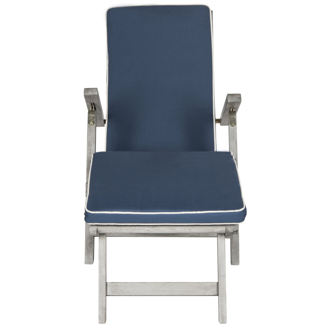 SAFAVIEH Outdoor Collection Palmdale Lounge Chair Grey / Navy Image 2