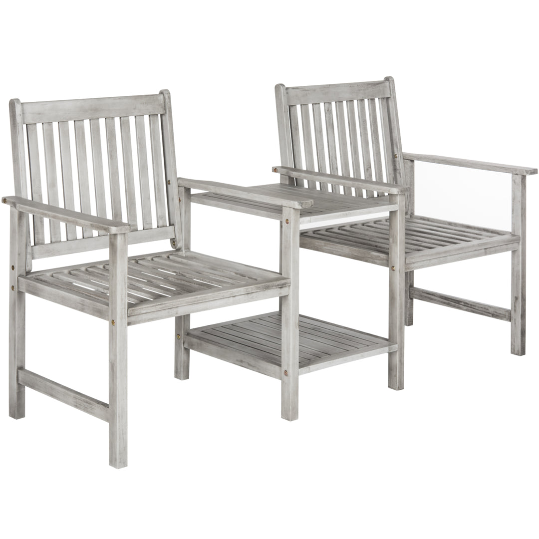 SAFAVIEH Outdoor Collection Brea Twin Seat Bench Grey Image 5