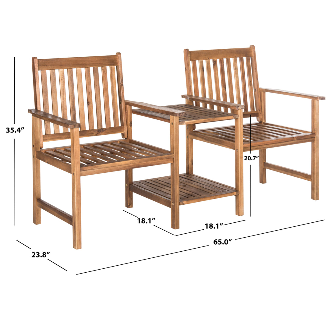 SAFAVIEH Outdoor Collection Brea Twin Seat Bench Natural Image 3