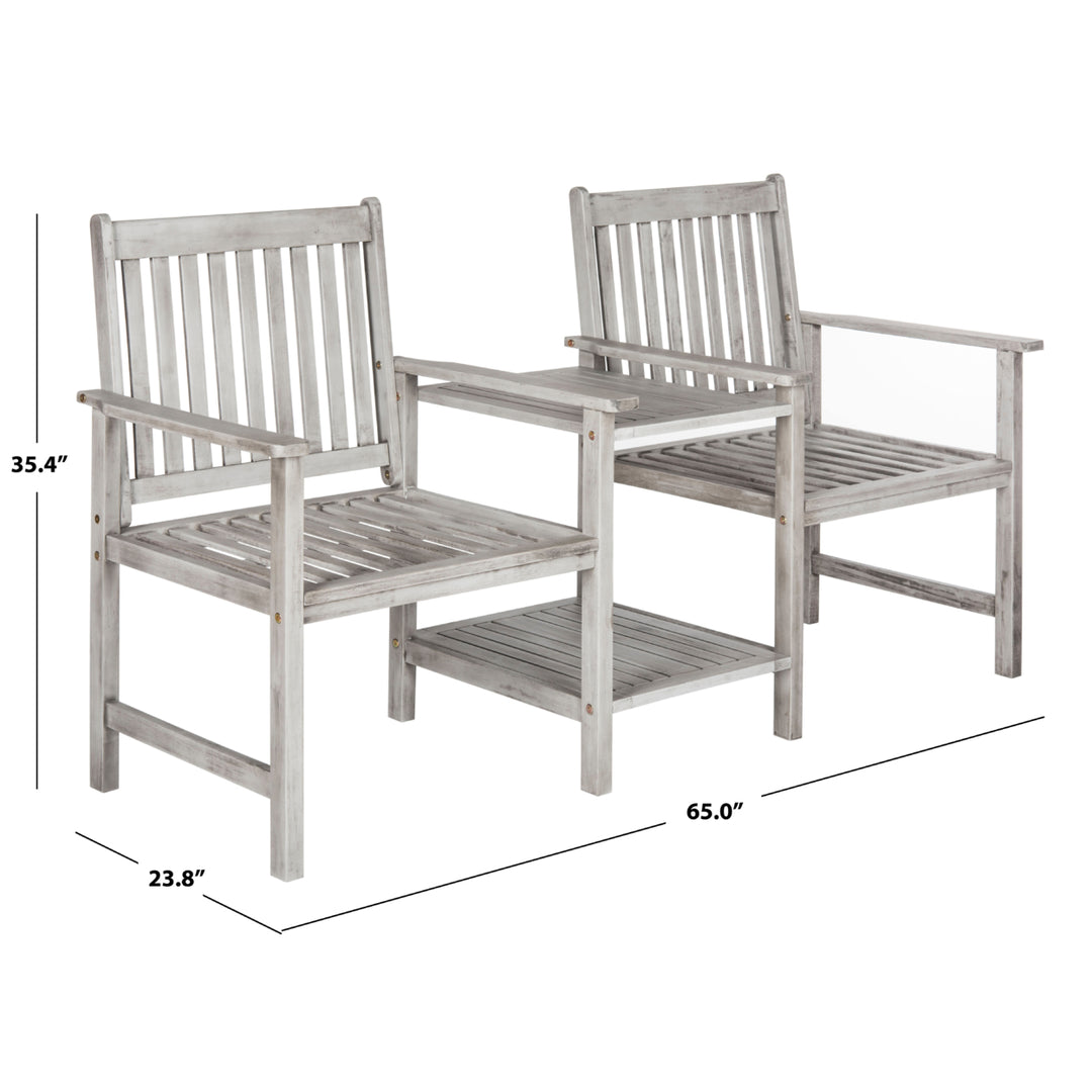 SAFAVIEH Outdoor Collection Brea Twin Seat Bench Grey Image 6