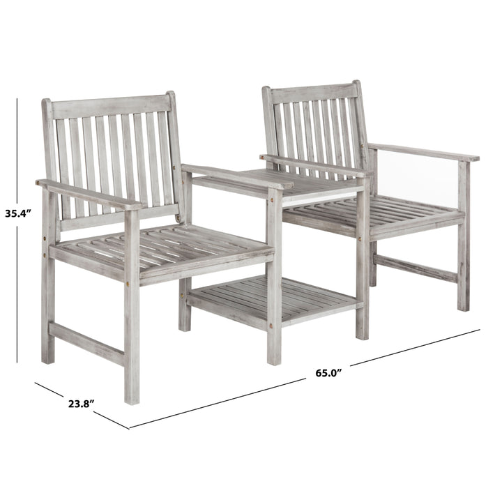 SAFAVIEH Outdoor Collection Brea Twin Seat Bench Grey Image 6