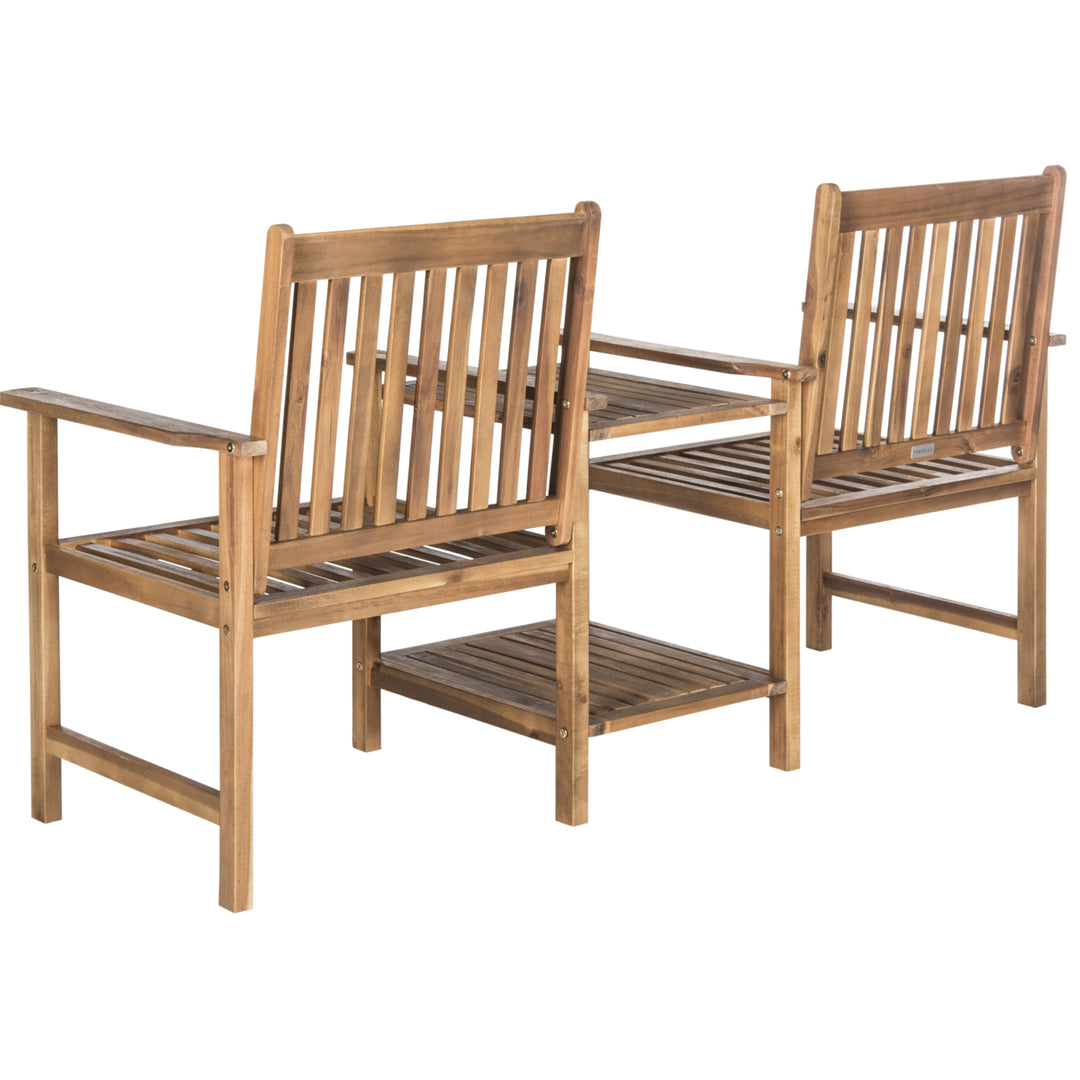 SAFAVIEH Outdoor Collection Brea Twin Seat Bench Natural Image 5