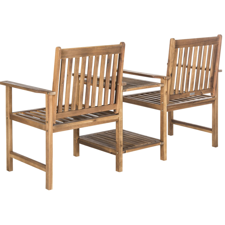 SAFAVIEH Outdoor Collection Brea Twin Seat Bench Natural Image 5