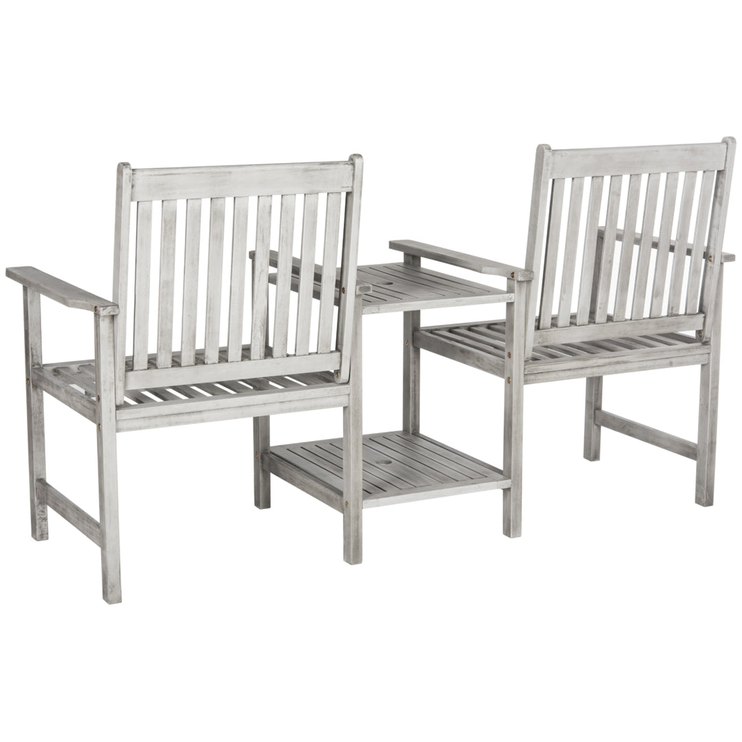 SAFAVIEH Outdoor Collection Brea Twin Seat Bench Grey Image 8