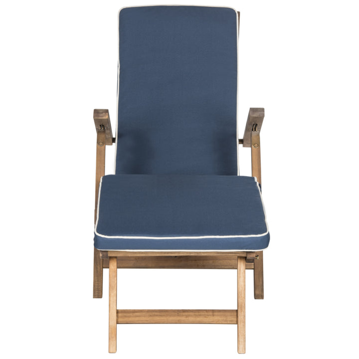 SAFAVIEH Outdoor Collection Palmdale Lounge Chair Natural/Navy Image 2