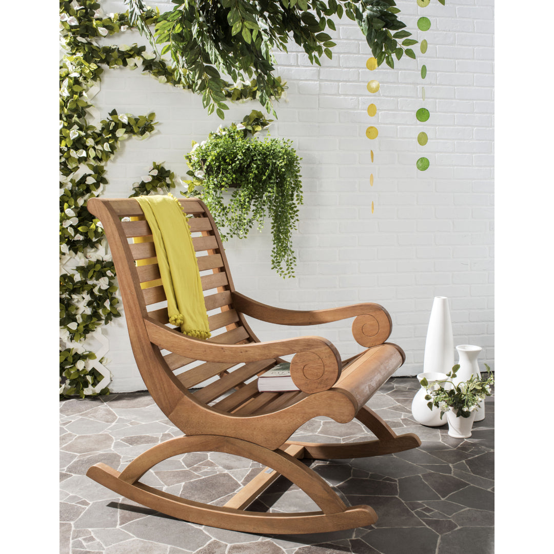 SAFAVIEH Outdoor Collection Sonora Rocking Chair Natural Image 1