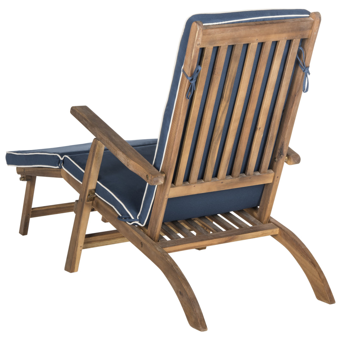 SAFAVIEH Outdoor Collection Palmdale Lounge Chair Natural/Navy Image 6