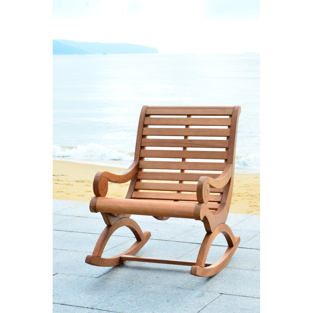 SAFAVIEH Outdoor Collection Sonora Rocking Chair Natural Image 4