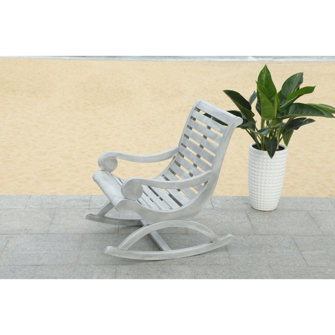 SAFAVIEH Outdoor Collection Sonora Rocking Chair Ash Grey Image 4