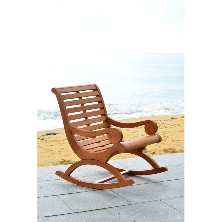 SAFAVIEH Outdoor Collection Sonora Rocking Chair Natural Image 5