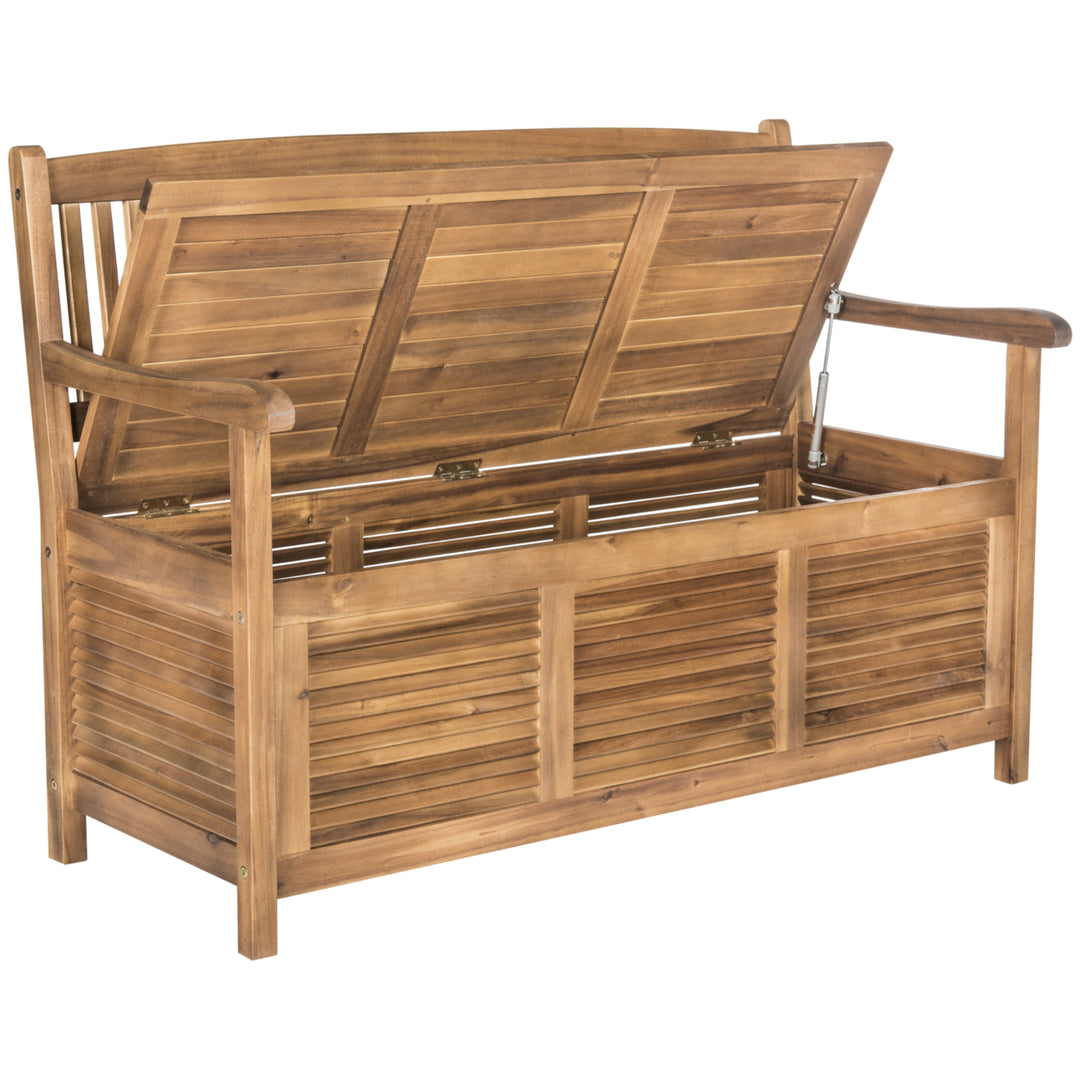 SAFAVIEH Outdoor Collection Brisbane Storage Bench Natural Image 7