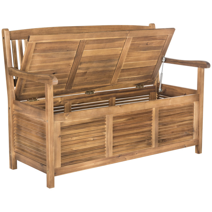 SAFAVIEH Outdoor Collection Brisbane Storage Bench Natural Image 7