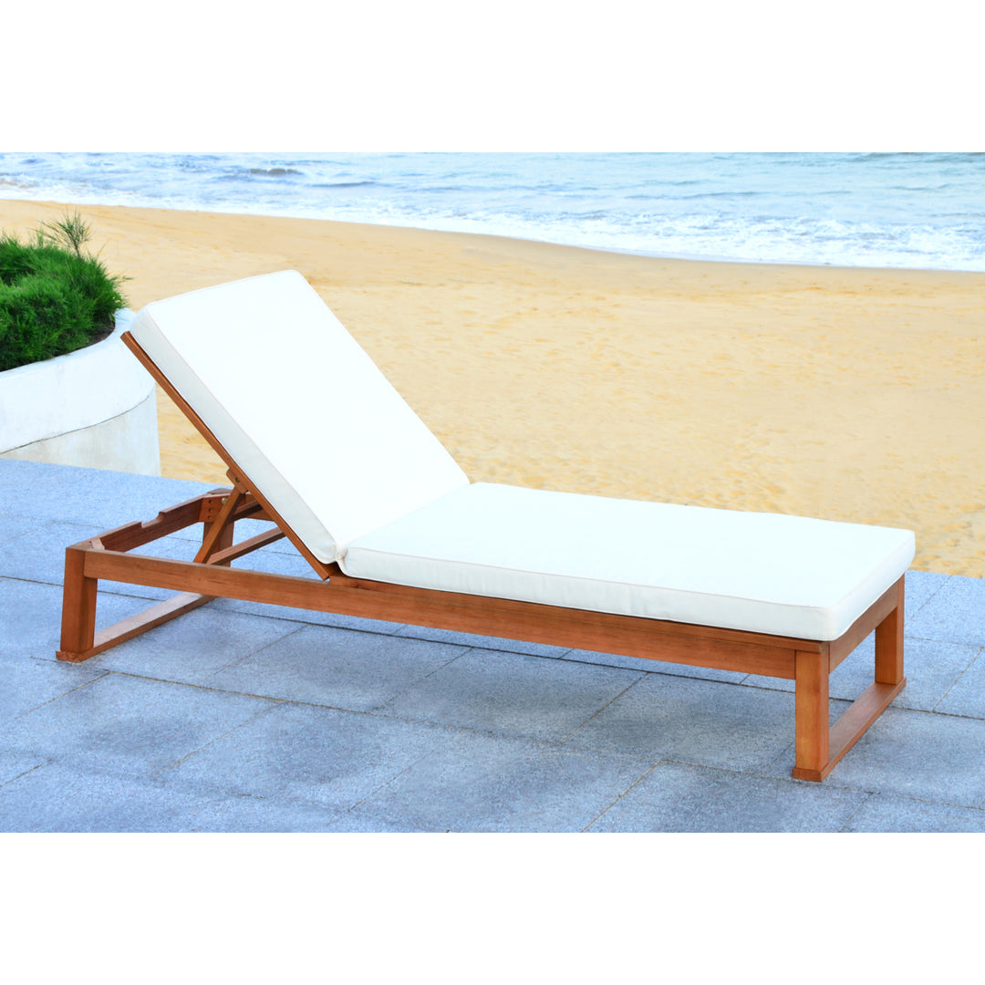 SAFAVIEH Outdoor Collection Solano Chaise Sunlounger Natural/Beige Image 2