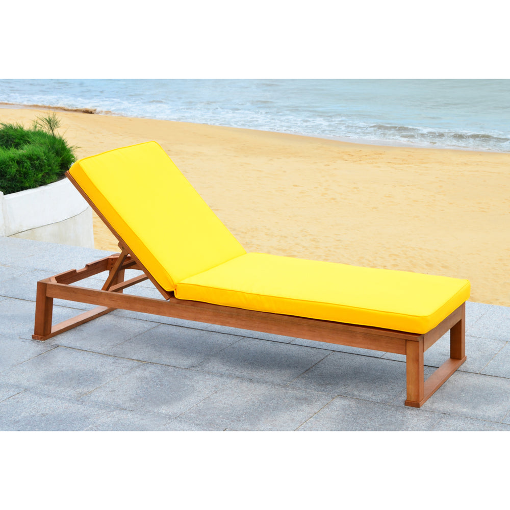 SAFAVIEH Outdoor Collection Solano Chaise Sunlounger Natural/Yellow Image 2