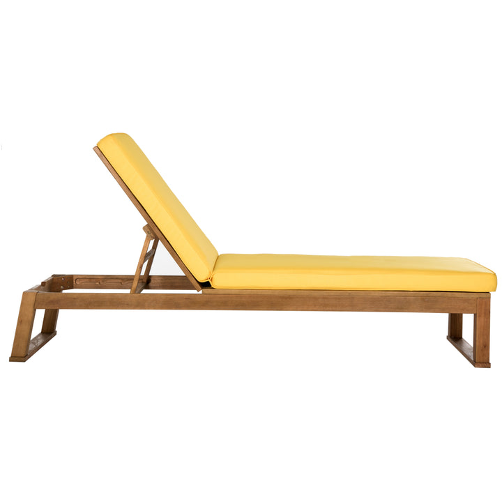 SAFAVIEH Outdoor Collection Solano Chaise Sunlounger Natural/Yellow Image 3