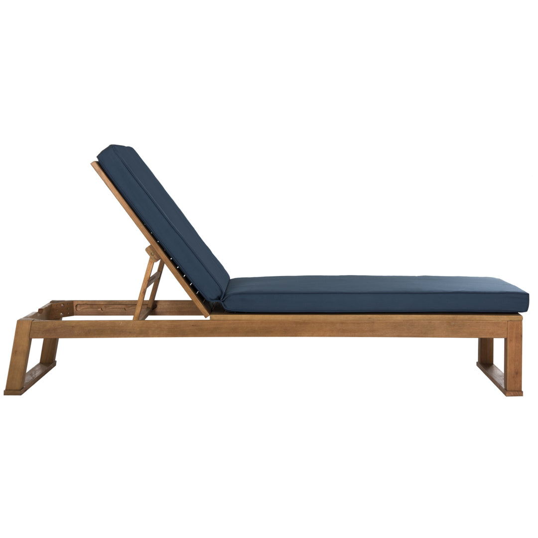 SAFAVIEH Outdoor Collection Solano Chaise Sunlounger Natural/Navy Image 3