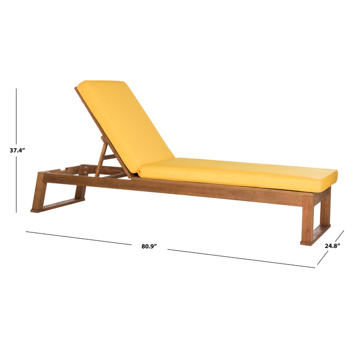 SAFAVIEH Outdoor Collection Solano Chaise Sunlounger Natural/Yellow Image 6