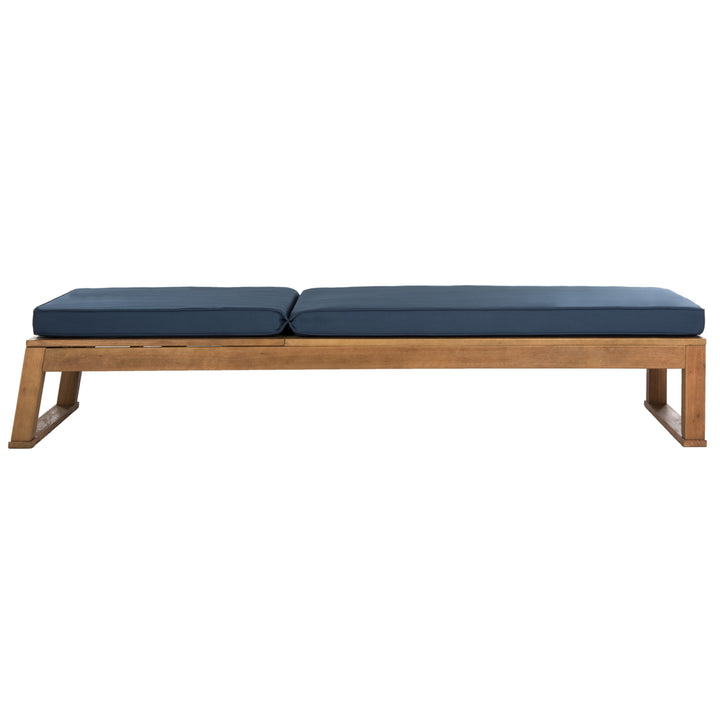 SAFAVIEH Outdoor Collection Solano Chaise Sunlounger Natural/Navy Image 4