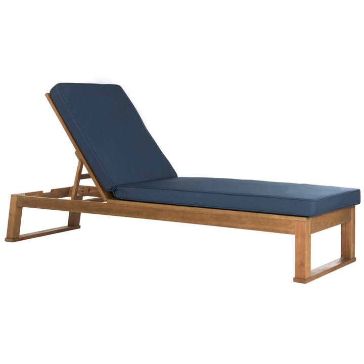 SAFAVIEH Outdoor Collection Solano Chaise Sunlounger Natural/Navy Image 5