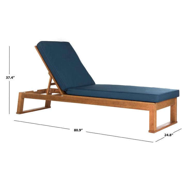 SAFAVIEH Outdoor Collection Solano Chaise Sunlounger Natural/Navy Image 6