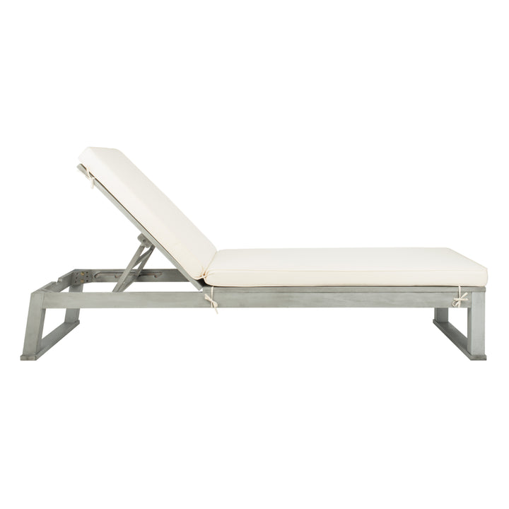 SAFAVIEH Outdoor Collection Solano Chaise Sunlounger Grey/Beige Image 2