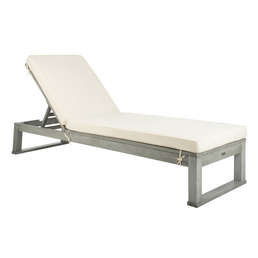 SAFAVIEH Outdoor Collection Solano Chaise Sunlounger Grey/Beige Image 3