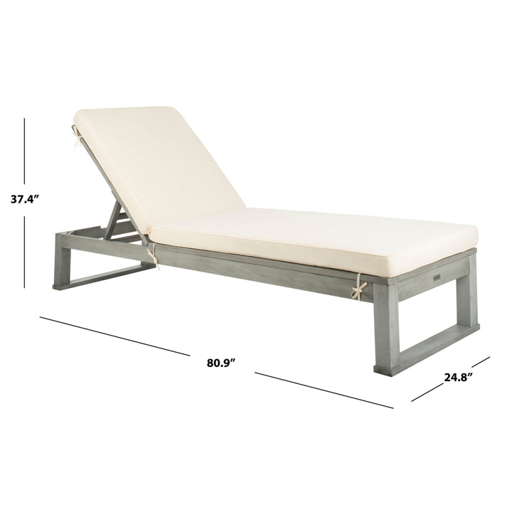 SAFAVIEH Outdoor Collection Solano Chaise Sunlounger Grey/Beige Image 5