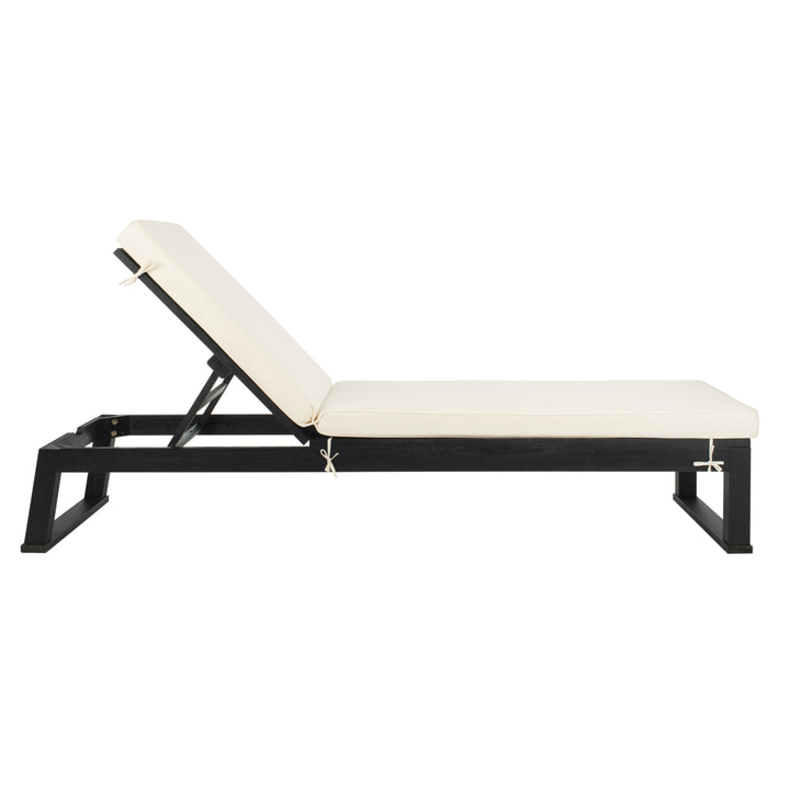 SAFAVIEH Outdoor Collection Solano Chaise Sunlounger Black/Beige Image 2