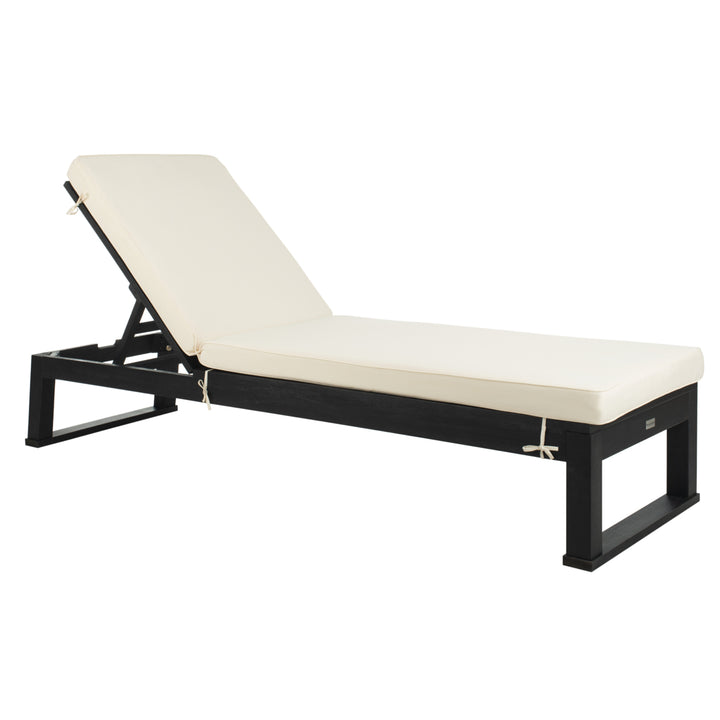 SAFAVIEH Outdoor Collection Solano Chaise Sunlounger Black/Beige Image 3