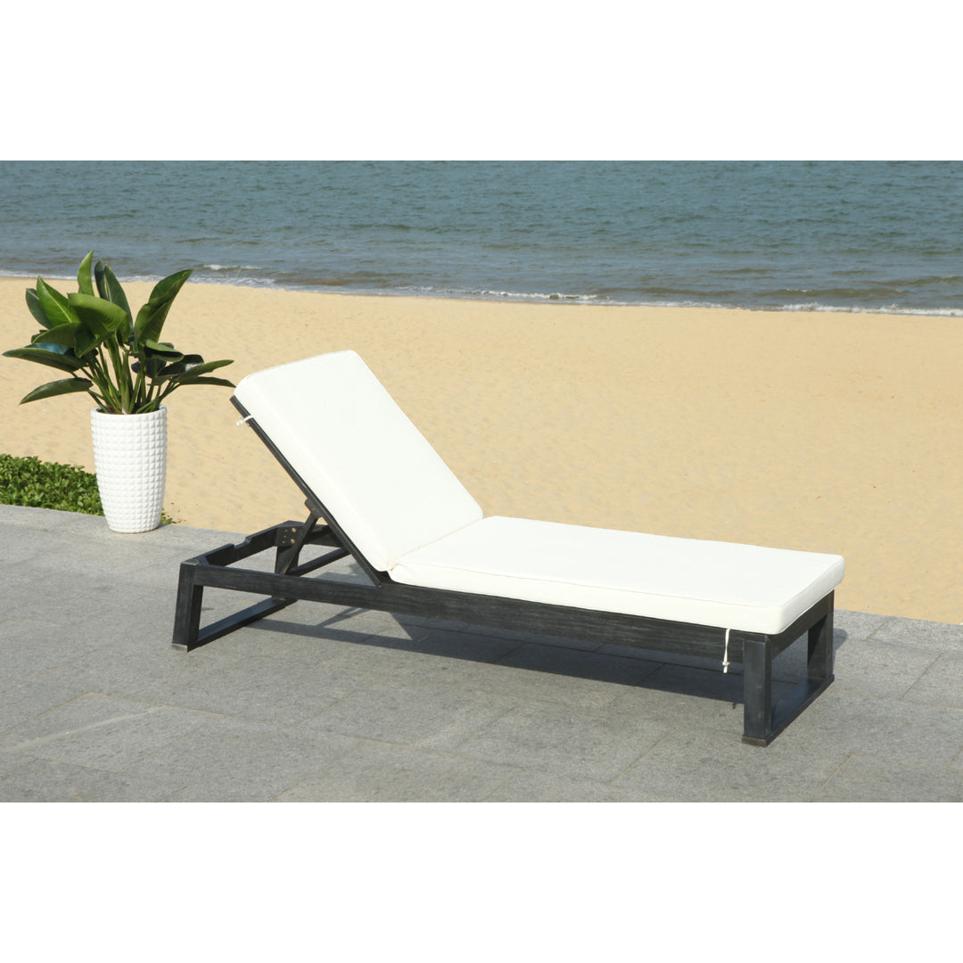 SAFAVIEH Outdoor Collection Solano Chaise Sunlounger Black/Beige Image 4