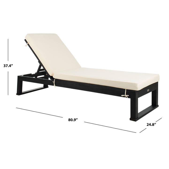 SAFAVIEH Outdoor Collection Solano Chaise Sunlounger Black/Beige Image 5