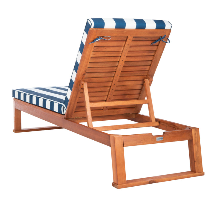 SAFAVIEH Outdoor Collection Solano Chaise Sunlounger Natural/Navy Image 11