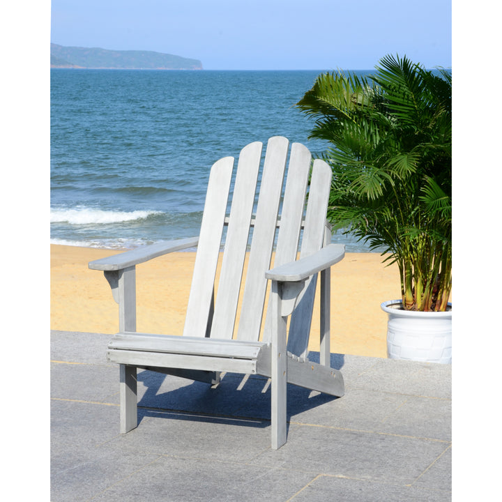 SAFAVIEH Outdoor Collection Topher Adirondack Chair Grey Wash Image 1