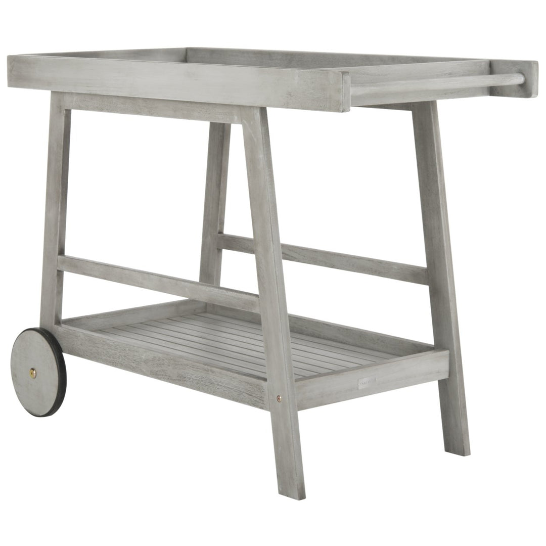 SAFAVIEH Outdoor Collection Renzo Indoor/Outdoor Bar Cart Grey Wash Image 5