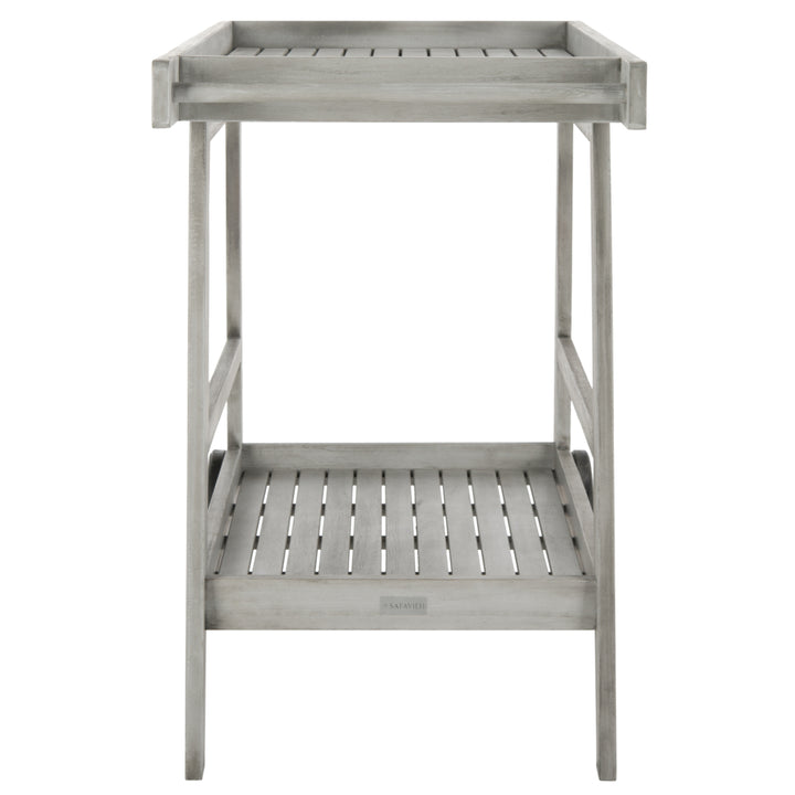 SAFAVIEH Outdoor Collection Renzo Indoor/Outdoor Bar Cart Grey Wash Image 6