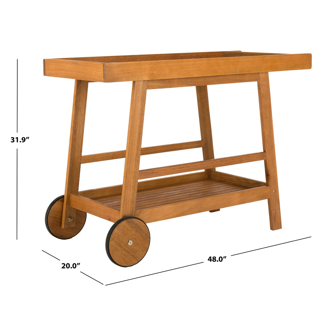 SAFAVIEH Outdoor Collection Renzo Indoor/Outdoor Bar Cart Natural Image 7