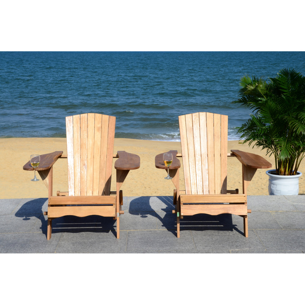 SAFAVIEH Outdoor Collection Breetel Set Of 2 Adirondack Chairs Natural Image 2