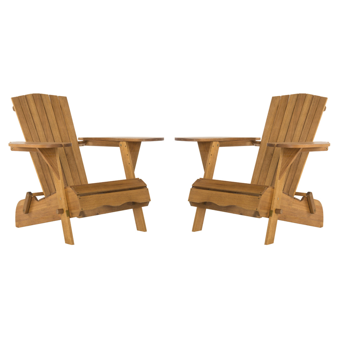 SAFAVIEH Outdoor Collection Breetel Set Of 2 Adirondack Chairs Natural Image 5