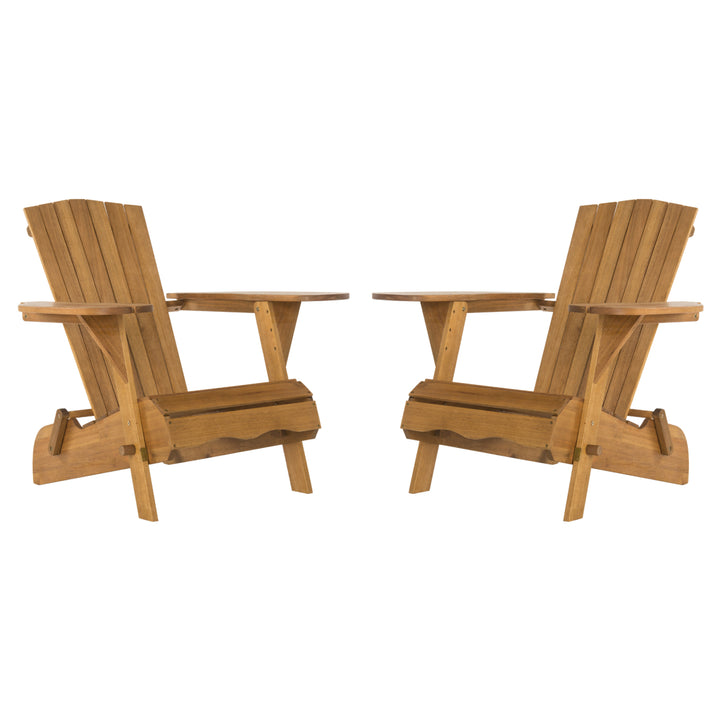 SAFAVIEH Outdoor Collection Breetel Set Of 2 Adirondack Chairs Natural Image 5