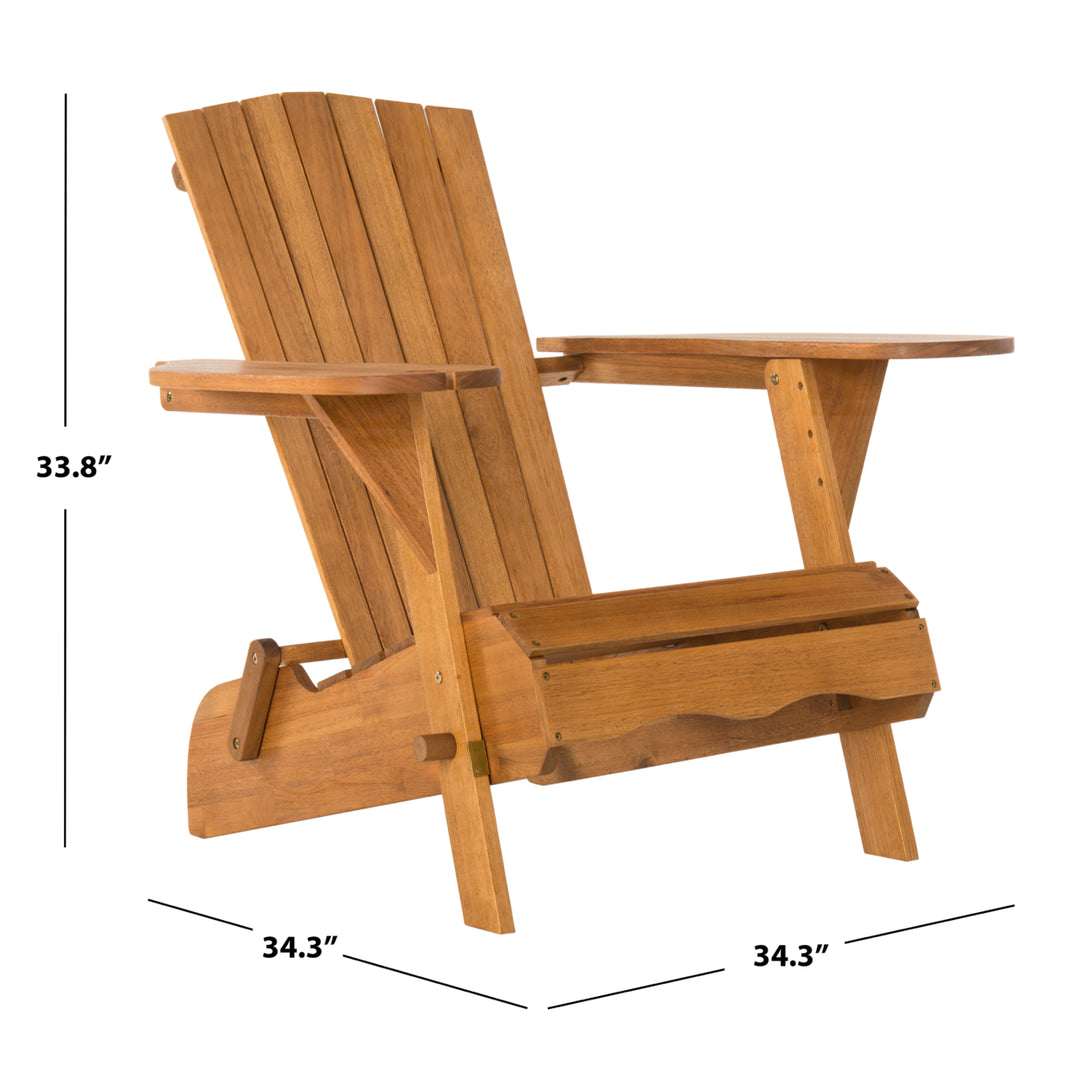 SAFAVIEH Outdoor Collection Breetel Set Of 2 Adirondack Chairs Natural Image 8