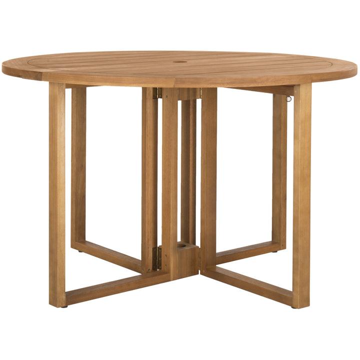 SAFAVIEH Outdoor Collection Wales Round 47.24 Inch Diameter Dining Table Natural Image 3