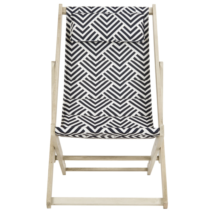 SAFAVIEH Outdoor Collection Rive Foldable Sling Chair White Wash/Navy Image 2